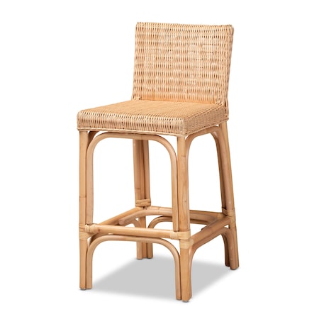 Baxton Studio Athena Modern and Contemporary Natural Finished Rattan Counter Stool 185-11875-Zoro